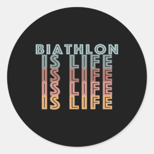 Biathlon Is Life Retro Colour Words Classic Round Sticker