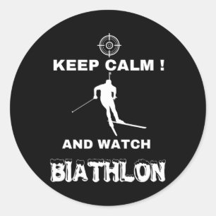 Biathlon Keep Calm And Watch Biathlon Cross-countr Classic Round Sticker