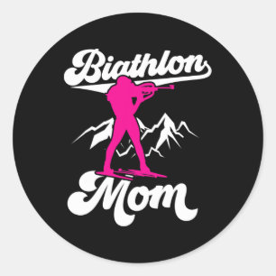 Biathlon Mum Sports Biathlons Biathlete Mother Mum Classic Round Sticker