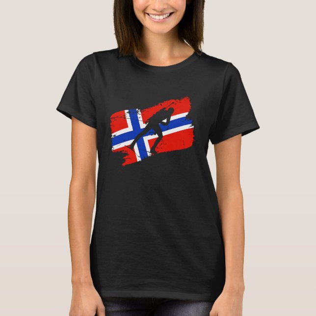 Biathlon Norway Flag Norweigan Cross Country Skiin T-Shirt (Front)