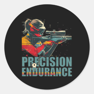 Biathlon Precision And Endurance Retro Winter Spor Classic Round Sticker