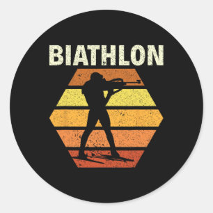 Biathlon Retro Biathlon Skiing Shooting Sport Classic Round Sticker