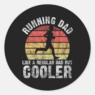 Biathlon Runner Marathon Running Dad Father's Day  Classic Round Sticker