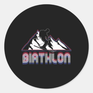 Biathlon Shooting Sport Target Skiing Competition Classic Round Sticker
