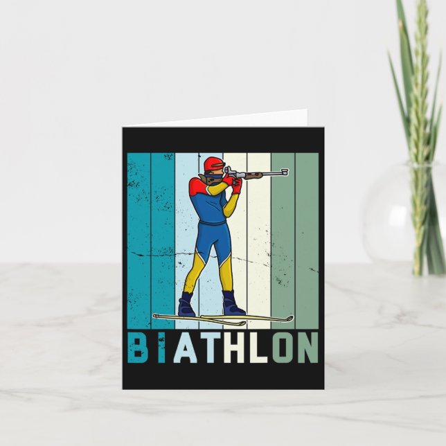 Biathlon Ski Skier Cross-country Ski Trail 6  Card (Front)