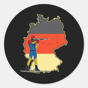 Biathlon Ski Skier Cross-country Ski Trail 9 Classic Round Sticker