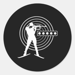 Biathlon Ski Skier Winter Sports Cross-country Ski Classic Round Sticker