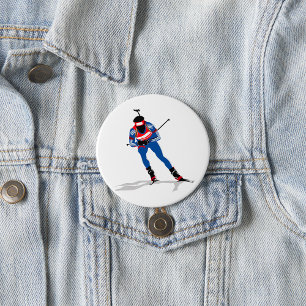 Biathlon Skier Winter Sports Athlete in Action 7.5 Cm Round Badge