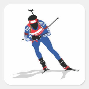 Biathlon Skier Winter Sports Athlete in Action Square Sticker