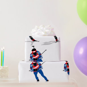 Biathlon Skier Winter Sports Athlete in Action Wrapping Paper