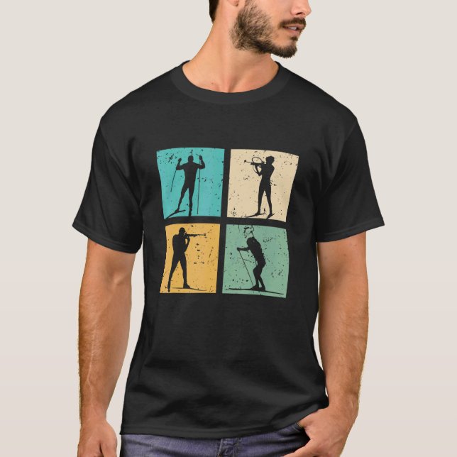 Biathlon Skiing Cross Country Skiing Biathlete  Sk T-Shirt (Front)