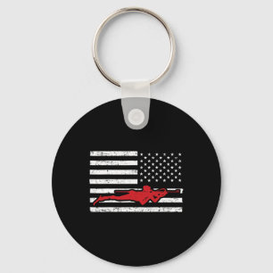 Biathlon Sports Marathon Skiing Us American Flag B Key Ring