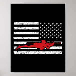 Biathlon Sports Marathon Skiing Us American Flag B Poster
