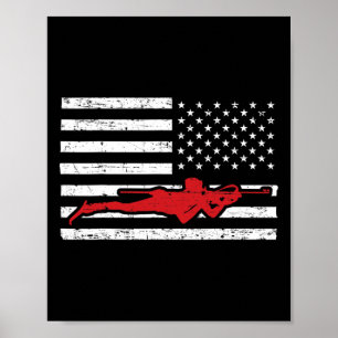 Biathlon Sports Marathon Skiing Us American Flag B Poster