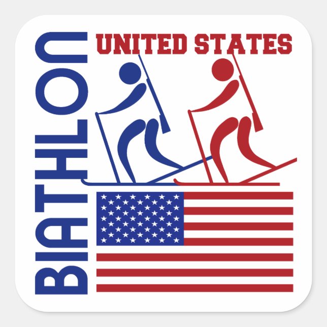 Biathlon United States Square Sticker (Front)