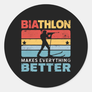 Biathlon Winter Sport Skiing Riffle Shooting Biath Classic Round Sticker