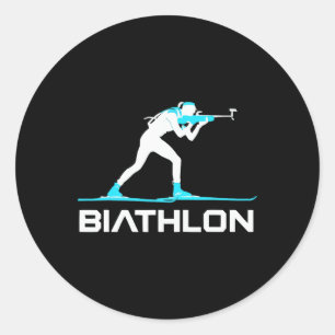 Biathlon Winter Sport Skiing Riffle Shooting Biath Classic Round Sticker