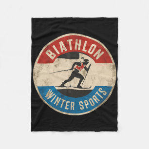 Biathlon Winter Sport Skiing Riffle Shooting Biath Fleece Blanket