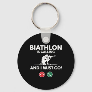 Biathlon Winter Sport Skiing Riffle Shooting Biath Key Ring