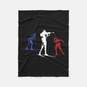 Biathlon Winter Sports Usa Skiing Silhouette Gift Fleece Blanket