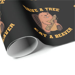 Biber Save a Tree Eat Beaver Wrapping Paper