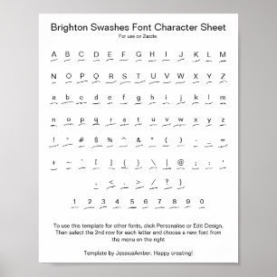 Bibest Extra Swash Font Character Sheet for Zazzle Poster