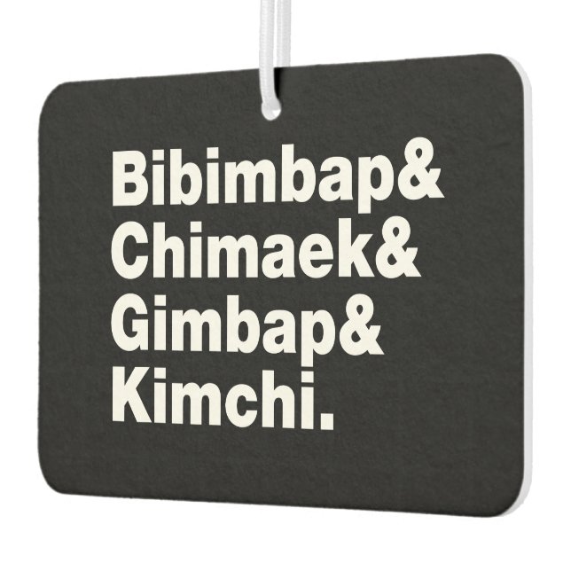 Bibimbap & Chimaek & Gimbap & Kimchi. Korean Foods Car Air Freshener (Left)