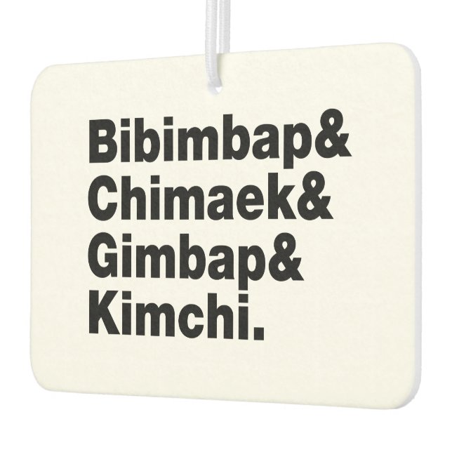 Bibimbap & Chimaek & Gimbap & Kimchi. Korean Foods Car Air Freshener (Left)