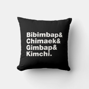 Bibimbap & Chimaek & Gimbap & Kimchi. Korean Foods Cushion