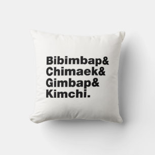 Bibimbap & Chimaek & Gimbap & Kimchi. Korean Foods Cushion