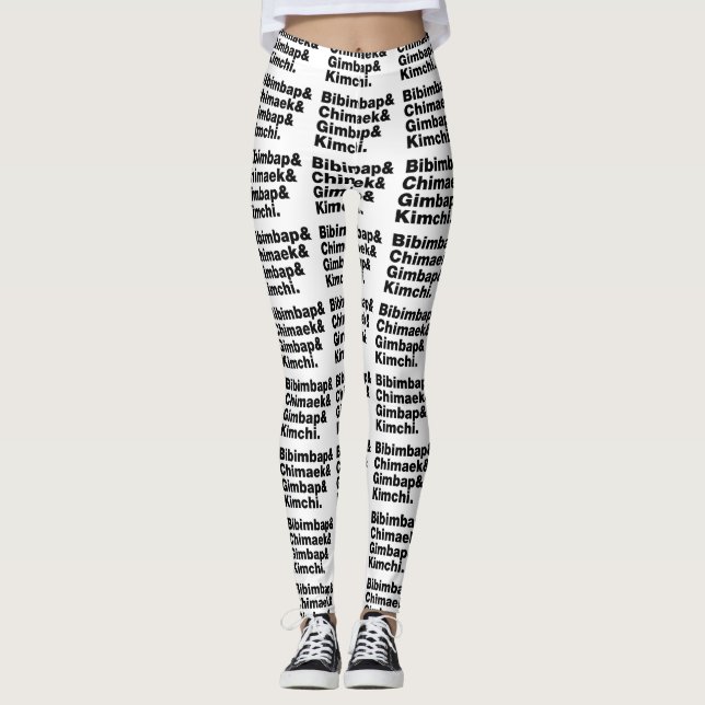 Bibimbap & Chimaek & Gimbap & Kimchi. Korean Foods Leggings (Front)