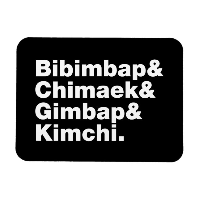 Bibimbap & Chimaek & Gimbap & Kimchi. Korean Foods Magnet (Horizontal)