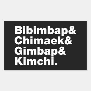 Bibimbap & Chimaek & Gimbap & Kimchi. Korean Foods Rectangular Sticker