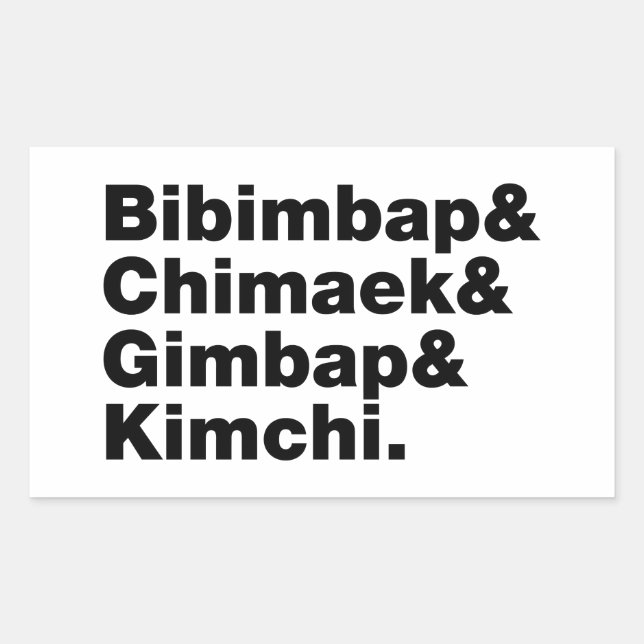 Bibimbap & Chimaek & Gimbap & Kimchi. Korean Foods Rectangular Sticker (Front)