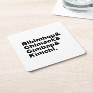 Bibimbap & Chimaek & Gimbap & Kimchi. Korean Foods Square Paper Coaster