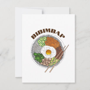 Bibimbap Korean Food Cooking Cuisine Rice Egg Dish Card