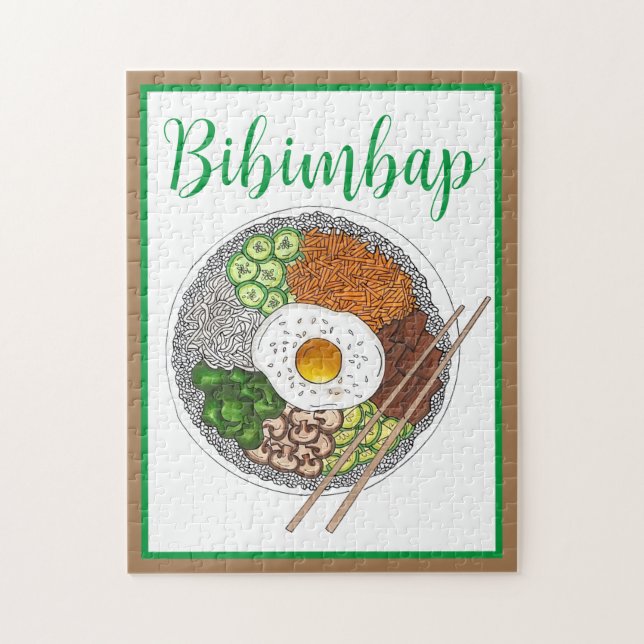 Bibimbap Korean Food Cooking Cuisine Rice Egg Dish Jigsaw Puzzle (Vertical)