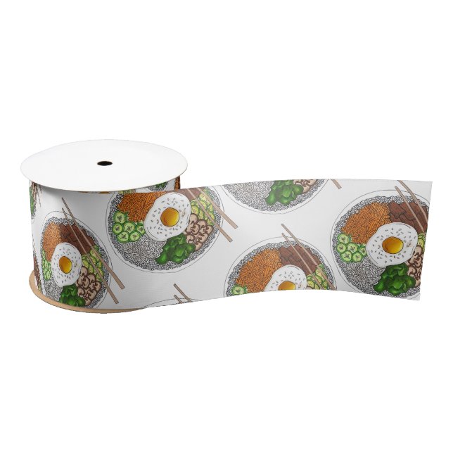 Bibimbap Korean Food Cooking Cuisine Rice Egg Dish Satin Ribbon (Spool)