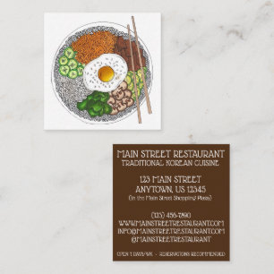Bibimbap Korean Food Cooking Restaurant Chef Square Business Card