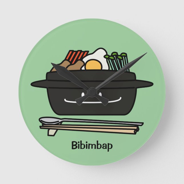 Bibimbap Korean rice bowl namul vegetables egg Round Clock (Front)