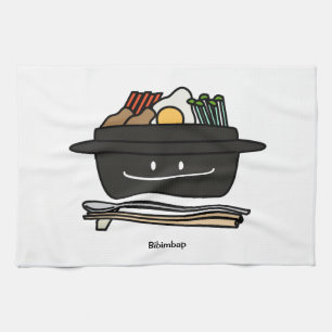 Bibimbap Korean rice bowl namul vegetables egg Tea Towel