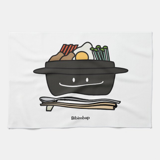 Bibimbap Korean rice bowl namul vegetables egg Tea Towel (Horizontal)