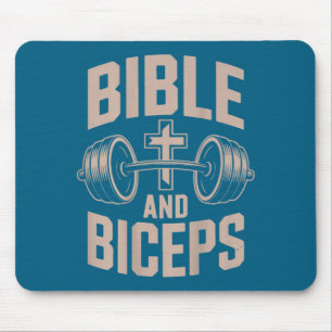 Bible & Biceps Gym Christian Workout Dumbbell Mouse Mat