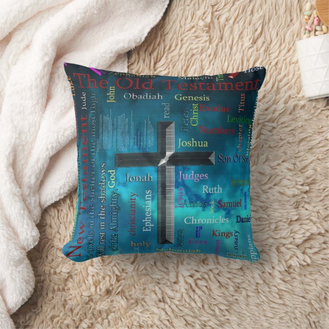 BIBLE and religion word cloud concept blue Cushion (Blanket)