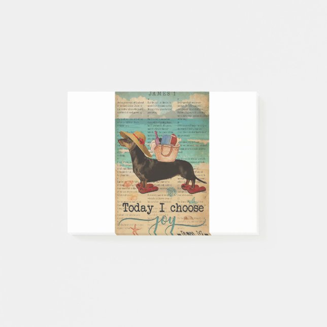 Bible Beach Life Joy Dachshund Post-it Notes (Front)