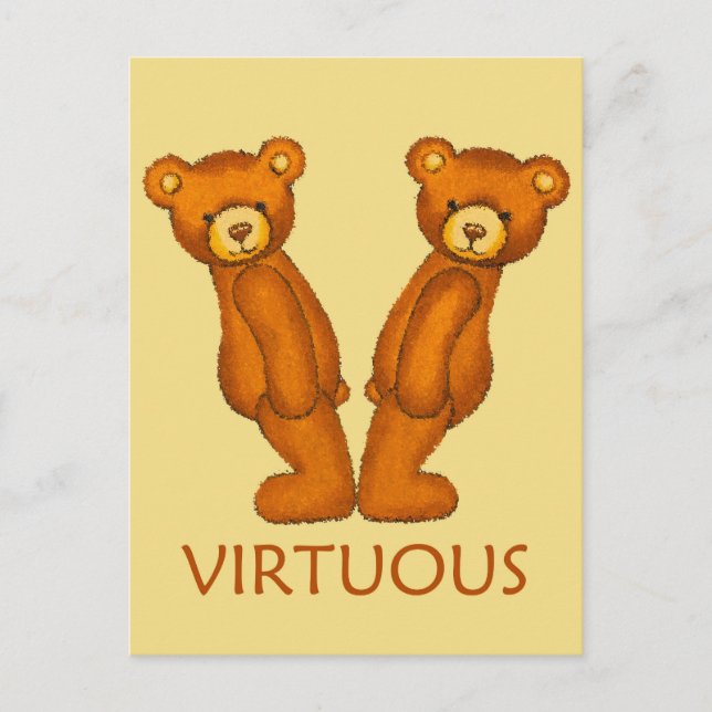 Bible Bears ~ Virtuous Scripture ~ Flashcard Postcard (Front)