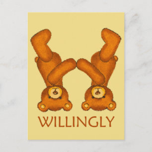 Bible Bears ~ Willingly Scripture ~ Flashcard Postcard