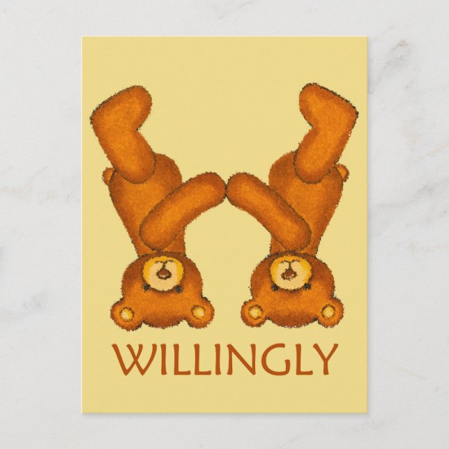 Bible Bears ~ Willingly Scripture ~ Flashcard Postcard (Front)