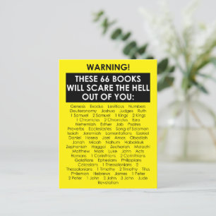 Bible Book List Scare Hell Out Funny Christian Postcard