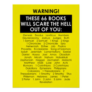 Bible Book List Scare Hell Out Funny Christian Poster